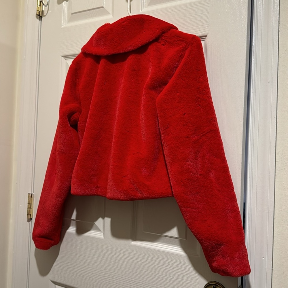 Lovers and Friends Afton Faux Fur Cropped Zip Up Jacket Coat XS - Picture 3 of 3